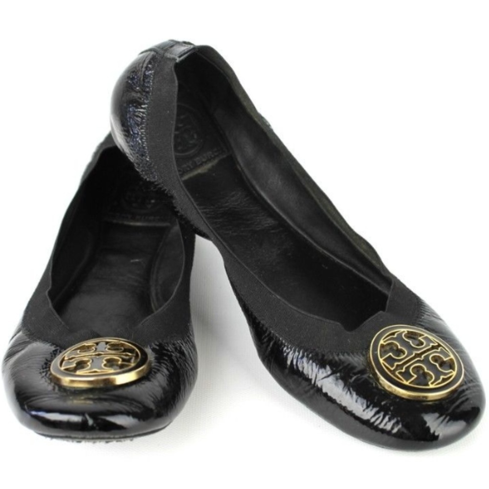 Tory Burch Black Patent Ballet Flats Size 7.5M